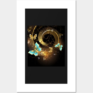 Spiral with Gold Butterflies Posters and Art